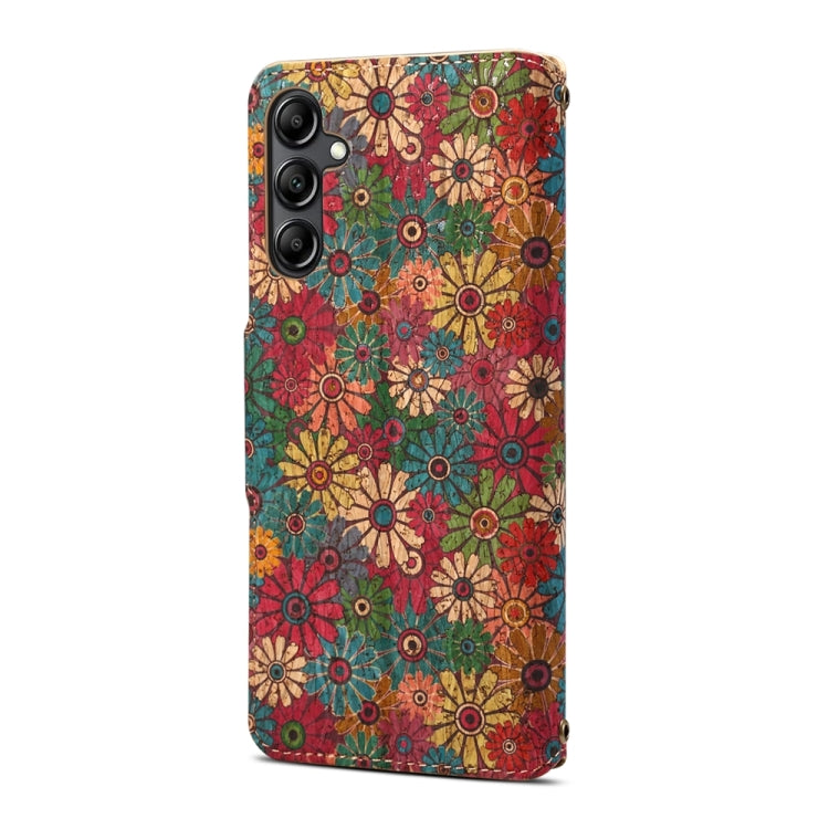 For Samsung Galaxy A05s Denior Flower Language Series Cork Fabric Oil Edge Leather Phone Case(Spring)