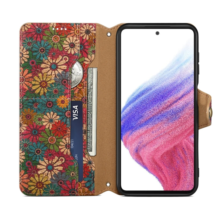 For Samsung Galaxy A05s Denior Flower Language Series Cork Fabric Oil Edge Leather Phone Case(Spring)