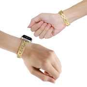 For Apple Watch 42mm Hearts Crossed Diamond Metal Watch Band(Gold)