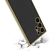 For Samsung Galaxy S24 Ultra 5G GKK Plating TPU + Leather Full Coverage Phone Case(Carbon Fiber)