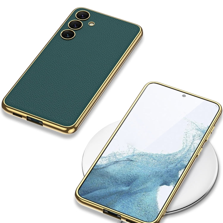 For Samsung Galaxy S24 5G GKK Plating TPU + Leather Full Coverage Phone Case(Black)