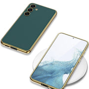 For Samsung Galaxy S24 5G GKK Plating TPU + Leather Full Coverage Phone Case(Black)