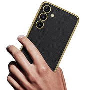 For Samsung Galaxy S24 5G GKK Plating TPU + Leather Full Coverage Phone Case(Black)