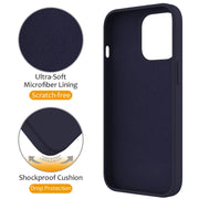 For iPhone 13 Pro Liquid Silicone MagSafe Magnetic Phone Case with Ring Holder(Midnight Blue)