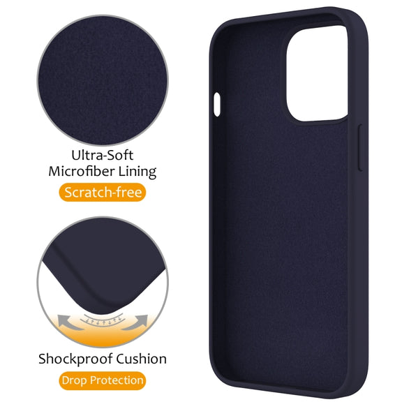 For iPhone 13 Pro Liquid Silicone MagSafe Magnetic Phone Case with Ring Holder(Midnight Blue)