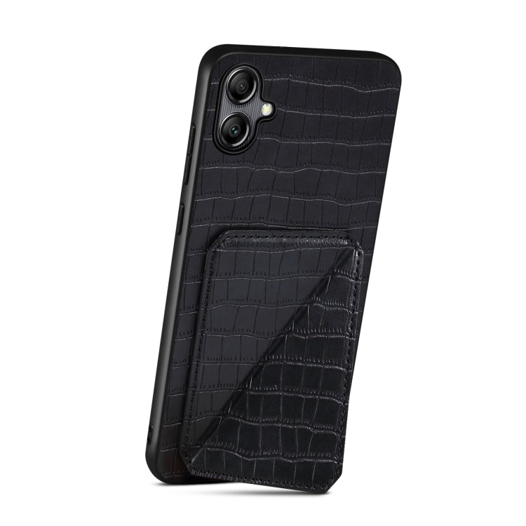 For Samsung Galaxy S23 Ultra 5G Denior Imitation Crocodile Leather Back Phone Case with Holder(Black)