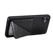 For Samsung Galaxy S23 Ultra 5G Denior Imitation Crocodile Leather Back Phone Case with Holder(Black)