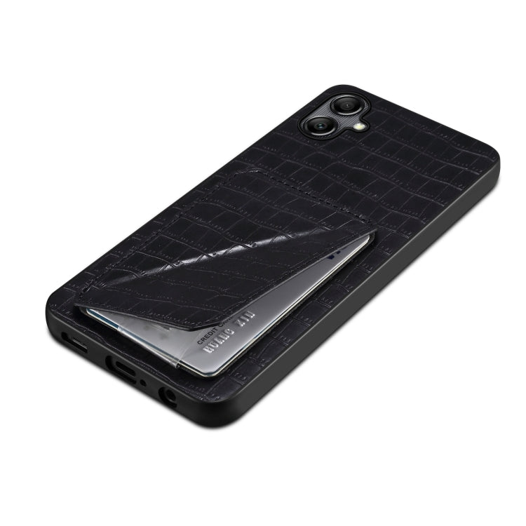 For Samsung Galaxy S24 Ultra 5G Denior Imitation Crocodile Leather Back Phone Case with Holder(Black)