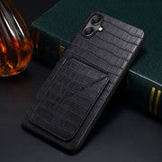 For Samsung Galaxy S24 Ultra 5G Denior Imitation Crocodile Leather Back Phone Case with Holder(Black)