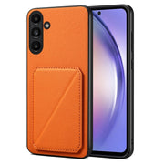 For Samsung Galaxy A54 5G Denior Imitation Calf Leather Back Phone Case with Holder(Orange)