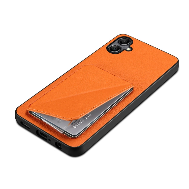 For Samsung Galaxy A54 5G Denior Imitation Calf Leather Back Phone Case with Holder(Orange)