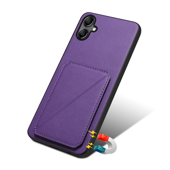 For Samsung Galaxy S24 Ultra 5G Denior Imitation Calf Leather Back Phone Case with Holder(Purple)