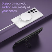 For Samsung Galaxy S24+ 5G Matte Magsafe Magnetic Phone Case with Trolley Holder(Dark Blue)