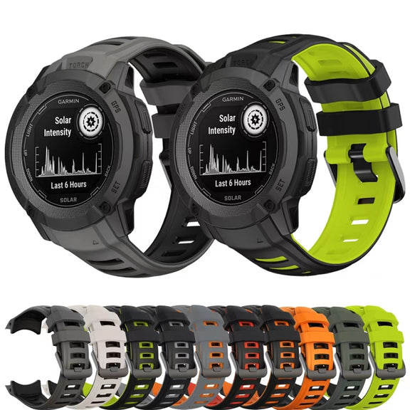 Compatible with Garmin Instinct 2X Two Color Silicone Watch Band(Black Red)