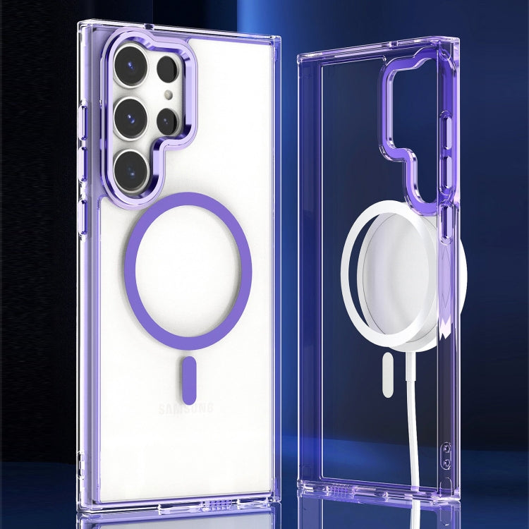 For Samsung Galaxy S24 Ulltra 5G MagSafe Magnetic Clear Phone Case(Purple)