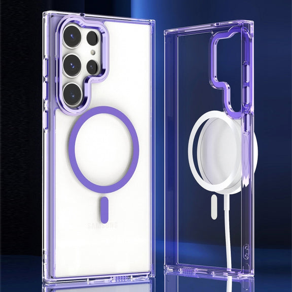 For Samsung Galaxy S24 Ulltra 5G MagSafe Magnetic Clear Phone Case(Purple)