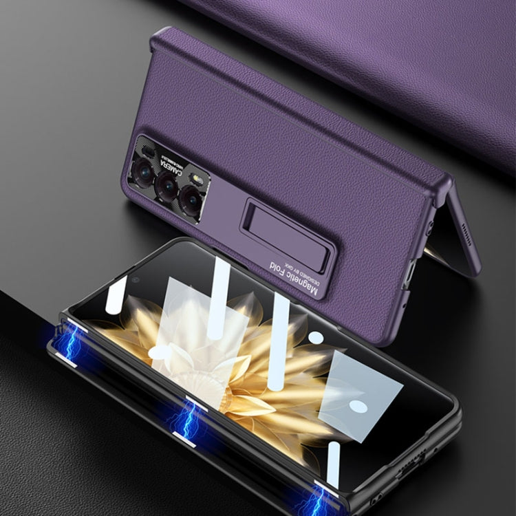 For Honor Magic V2 GKK Integrated Magnetic Hinge Flip Leather Phone Case with Holder(Gold)