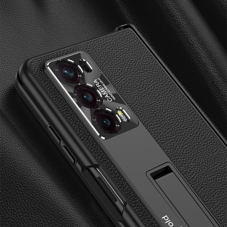 For Honor Magic V2 GKK Integrated Magnetic Hinge Flip Leather Phone Case with Holder(Gold)