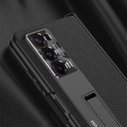 For Honor Magic V2 GKK Integrated Magnetic Hinge Flip Leather Phone Case with Holder(Gold)