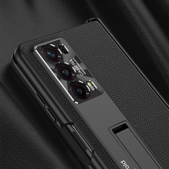 For Honor Magic V2 GKK Integrated Magnetic Hinge Flip Leather Phone Case with Holder(Gold)