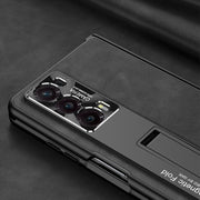 For Honor Magic V2 GKK Integrated Frosted Fold Hinge Leather Phone Case with Holder(Black)