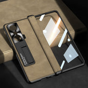 For Honor Magic VS GKK Integrated Frosted Fold Hinge Leather Phone Case with Holder(Brown)