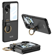 For OPPO Find N3 Flip GKK Integrated Ultra-thin Full Coverage Phone Case with Ring Holder(Black)