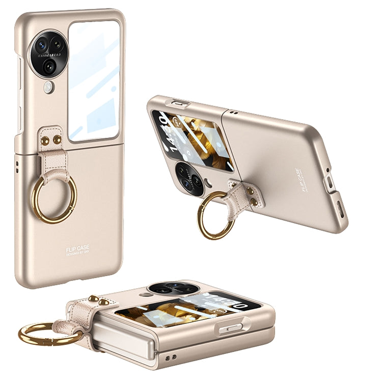 For OPPO Find N3 Flip GKK Integrated Ultra-thin Full Coverage Phone Case with Ring Holder(Gold)