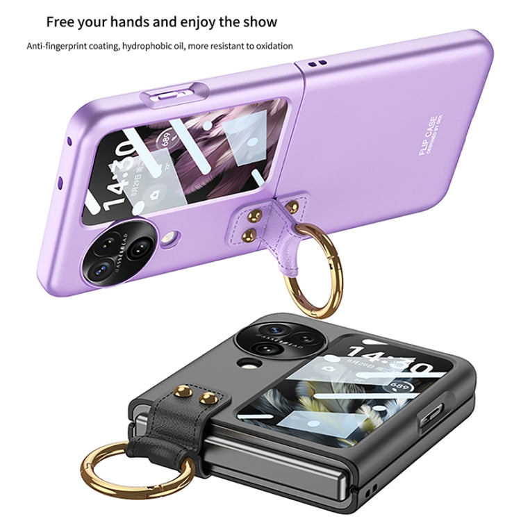 For OPPO Find N3 Flip GKK Integrated Ultra-thin Full Coverage Phone Case with Ring Holder(Gold)