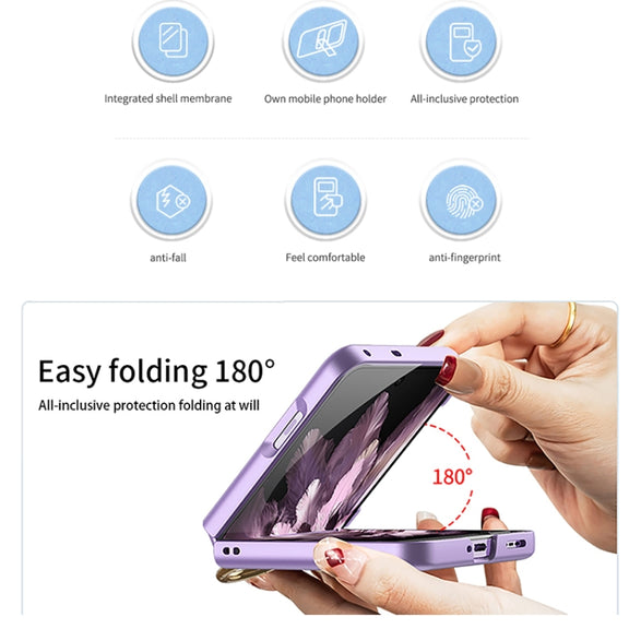 For OPPO Find N3 Flip GKK Integrated Ultra-thin Full Coverage Phone Case with Ring Holder(Gold)