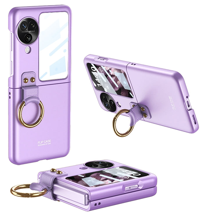 For OPPO Find N3 Flip GKK Integrated Ultra-thin Full Coverage Phone Case with Ring Holder(Purple)