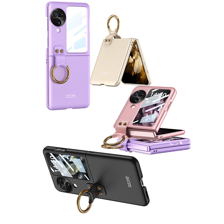 For OPPO Find N3 Flip GKK Integrated Ultra-thin Full Coverage Phone Case with Ring Holder(Purple)