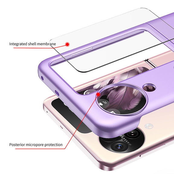 For OPPO Find N3 Flip GKK Integrated Ultra-thin Full Coverage Phone Case with Ring Holder(Purple)