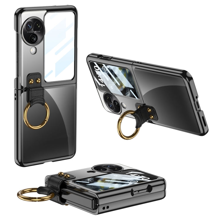 For OPPO Find N3 Flip GKK Electroplating Phone Case with Ring(Black)