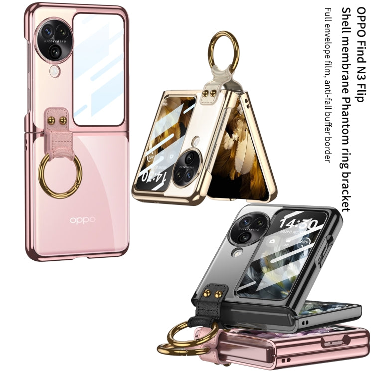 For OPPO Find N3 Flip GKK Electroplating Phone Case with Ring(Black)