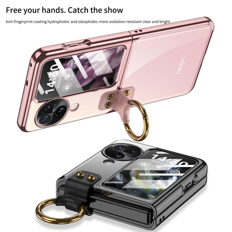 For OPPO Find N3 Flip GKK Electroplating Phone Case with Ring(Black)
