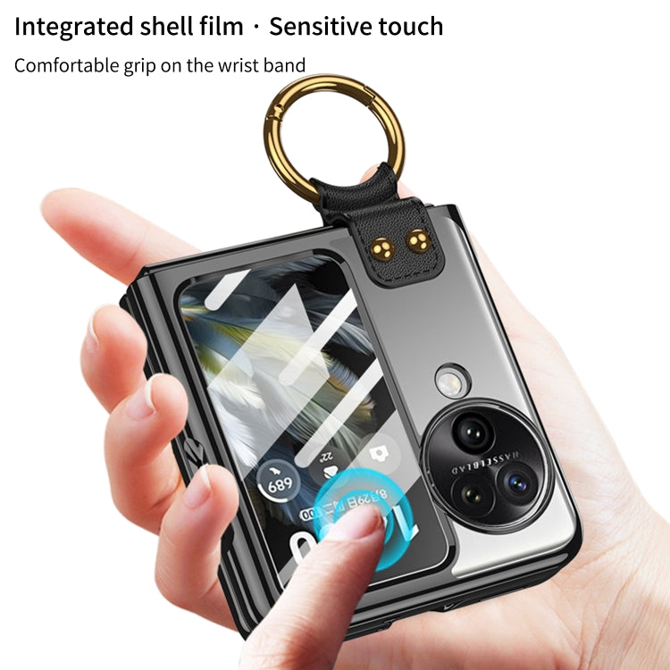 For OPPO Find N3 Flip GKK Electroplating Phone Case with Ring(Black)