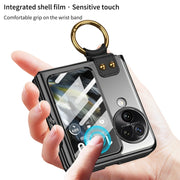 For OPPO Find N3 Flip GKK Electroplating Phone Case with Ring(Black)