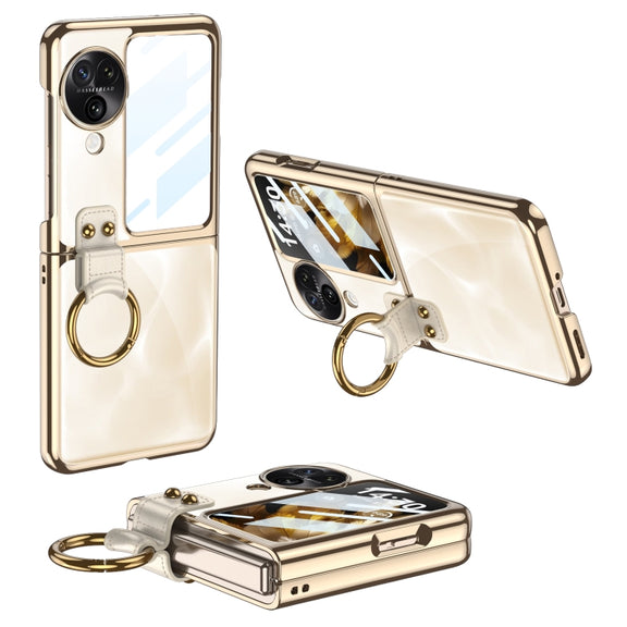 For OPPO Find N3 Flip GKK Electroplating Phone Case with Ring(Gold)