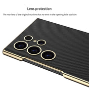 For Samsung Galaxy S24 Ultra 5G GKK Triumph Ultra-Thin Plain Leather Phone Case with Holder(Silver)