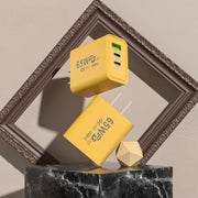 65W Gallium Nitride USB + Type-C Fast Charging Charger, Plug Type:EU Plug(Yellow)