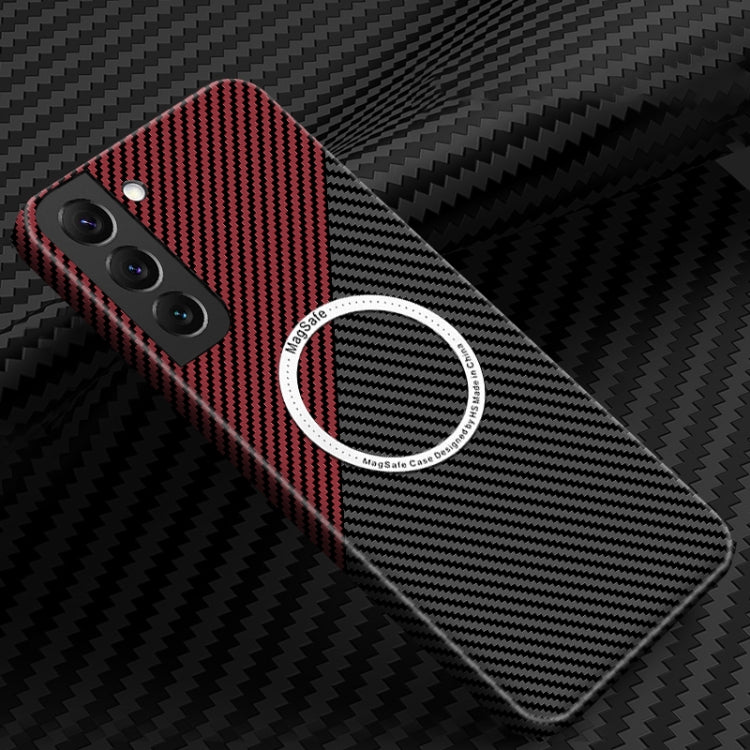 For Samsung Galaxy S24+ 5G Carbon Fiber Texture MagSafe Magnetic Phone Case(Black Red)