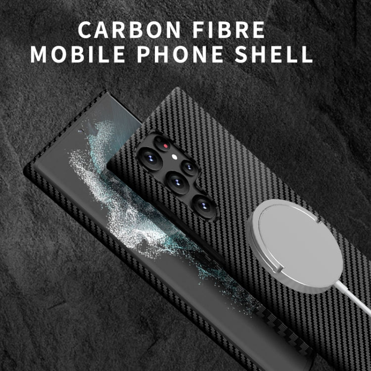 For Samsung Galaxy S24 Ultra 5G Carbon Fiber Texture MagSafe Magnetic Phone Case(Black)