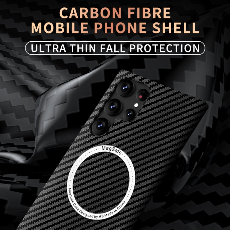 For Samsung Galaxy S24 Ultra 5G Carbon Fiber Texture MagSafe Magnetic Phone Case(Black)