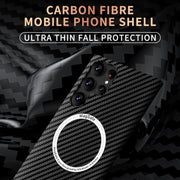 For Samsung Galaxy S24 Ultra 5G Carbon Fiber Texture MagSafe Magnetic Phone Case(Black)