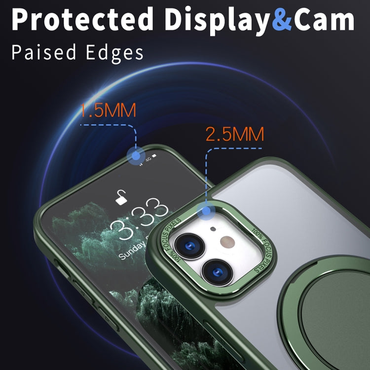 For iPhone 11 360-degree Rotating MagSafe Magnetic Holder Phone Case(Green)