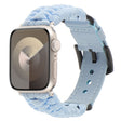For Apple Watch Series 4 40mm Plain Paracord Genuine Leather Watch Band(Baby Blue) - Watch Bands by PMC TechLife | Online Shopping South Africa | PMC TechLife