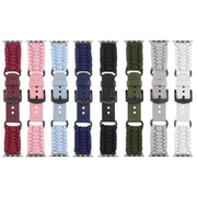 For Apple Watch Series 2 42mm Plain Paracord Genuine Leather Watch Band(Army Green)