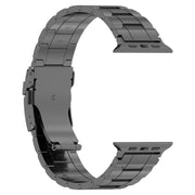 For Apple Watch 42mm Safety Buckle Trapezoid Titanium Steel Watch Band(Grey)
