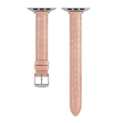 For Apple Watch Series 7 45mm Slim Crocodile Leather Watch Band(Pink)